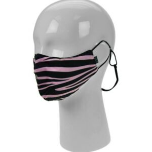 Adults Black & Pink Zebra Pattern Lanyard Face Mask